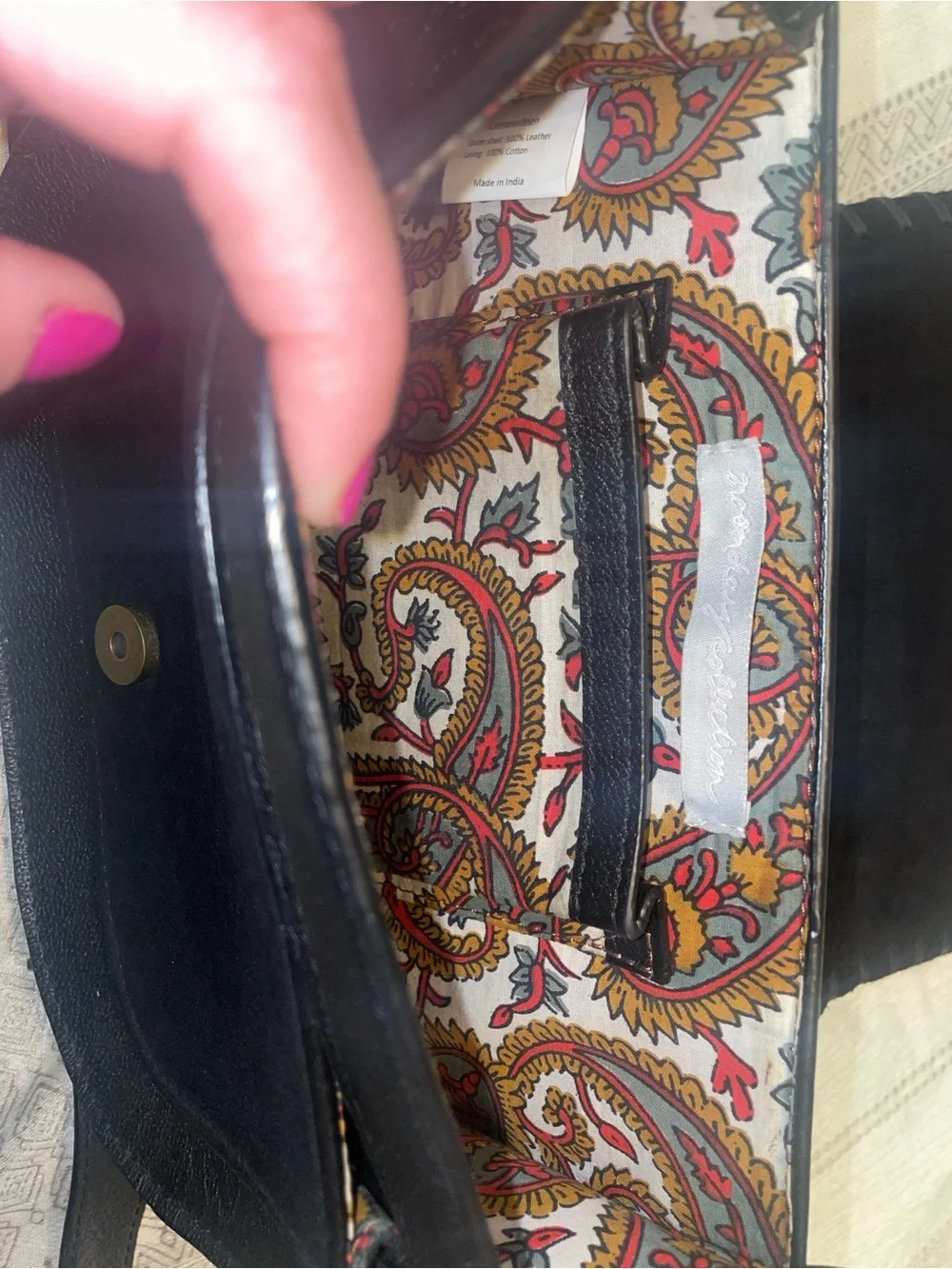 Black genuine leather Crossbody Bag with Tassel